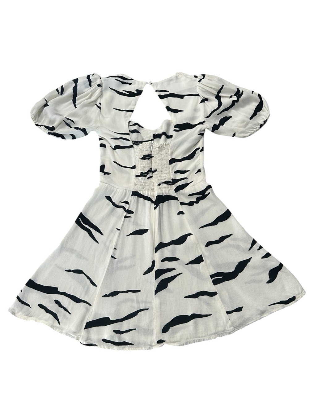 Reformation Clancie Minidress Pinto White Black Zebra Sweetheart neckline Sz 4 - Picture 7 of 14